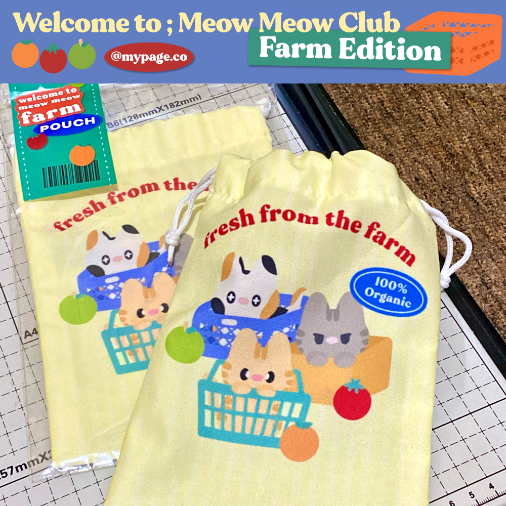 MYPAGE Meow Meow Club Pouch / Tas Serut Kanvas Twill