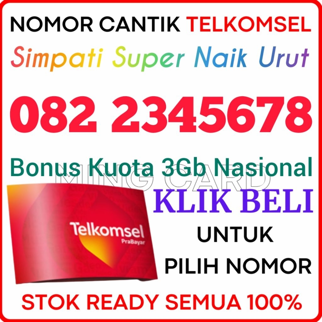 TIPE SUPER URUT 2345678 ( Box 3 ) - Nomor Cantik Telkomsel 4G/5G Kartu Perdana Simpati Cantik Telkom