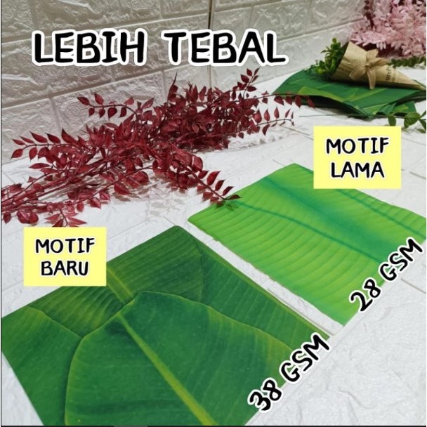 Kertas Nasi Laminasi Food Grade Anti Lengket /  Kertas Bungkus Nasi Daun Pisang uk.20 x 20