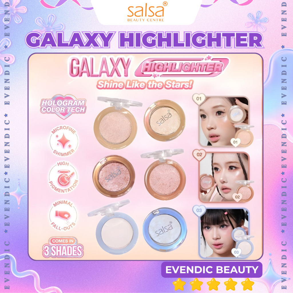 SALSA Galaxy Highlighter Make Up Douyin Korea | MakeUp | Shimmer | Perona Kilau | High Pigmented | BPOM