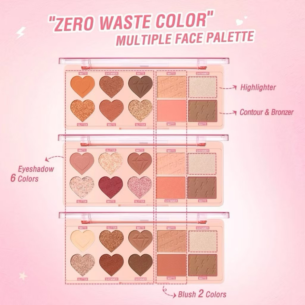 PINKFLASH Oh My Love Multiple Face Pallete Eyeshadow Blush Eyeshadow Highlighter Countur 3 In 1 Pall