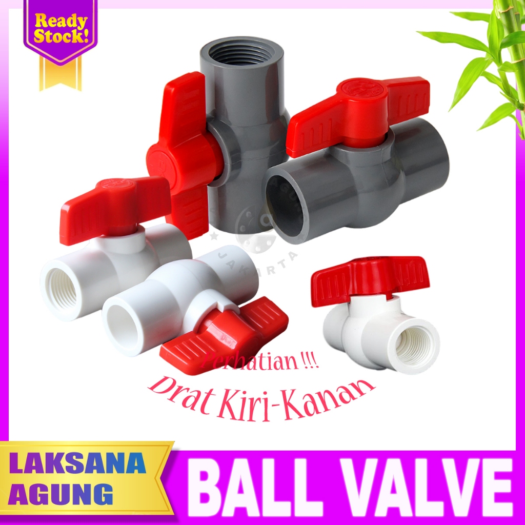 [1/2"] Ball valve Pvc drat dalam 1/2" Stop kran 1/2" Drat kiri kanan | Ball valve Pvc 1/2 inch drat 