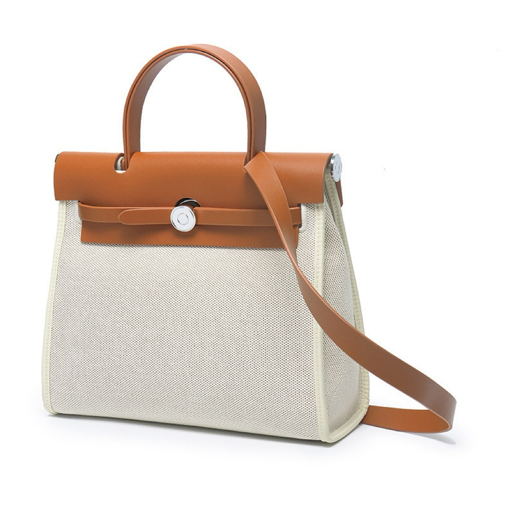 MOANNA Herbag 31 Top Layer Cowhide Mix Waterproof Canvas Genuine Leather Tas Kulit Asli