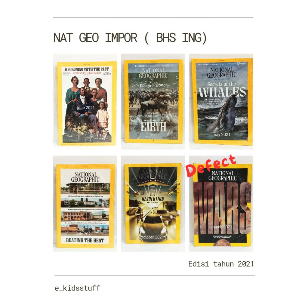 majalah national Geographic impor ( bhs Inggris) edisi 2021,2022,2023