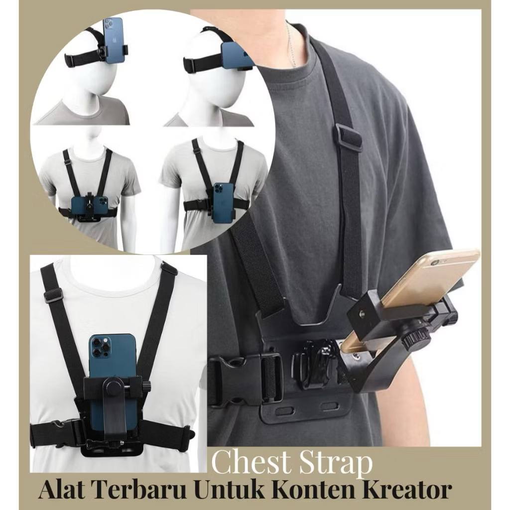 Chest Strap Hp / Head Strap Hp Dan Action Cam Tali Dada Hp dan Tali Dada Kamera Action Body Chest St