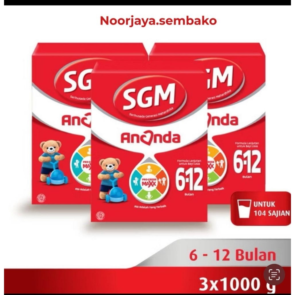 SGM ANANDA 6-12 BULAN SUSU FORMULA BAYI BUBUK 3 X 1000 GR EXP 2027 LANGSUNG KIRIM PACKING AMAN PAKAI