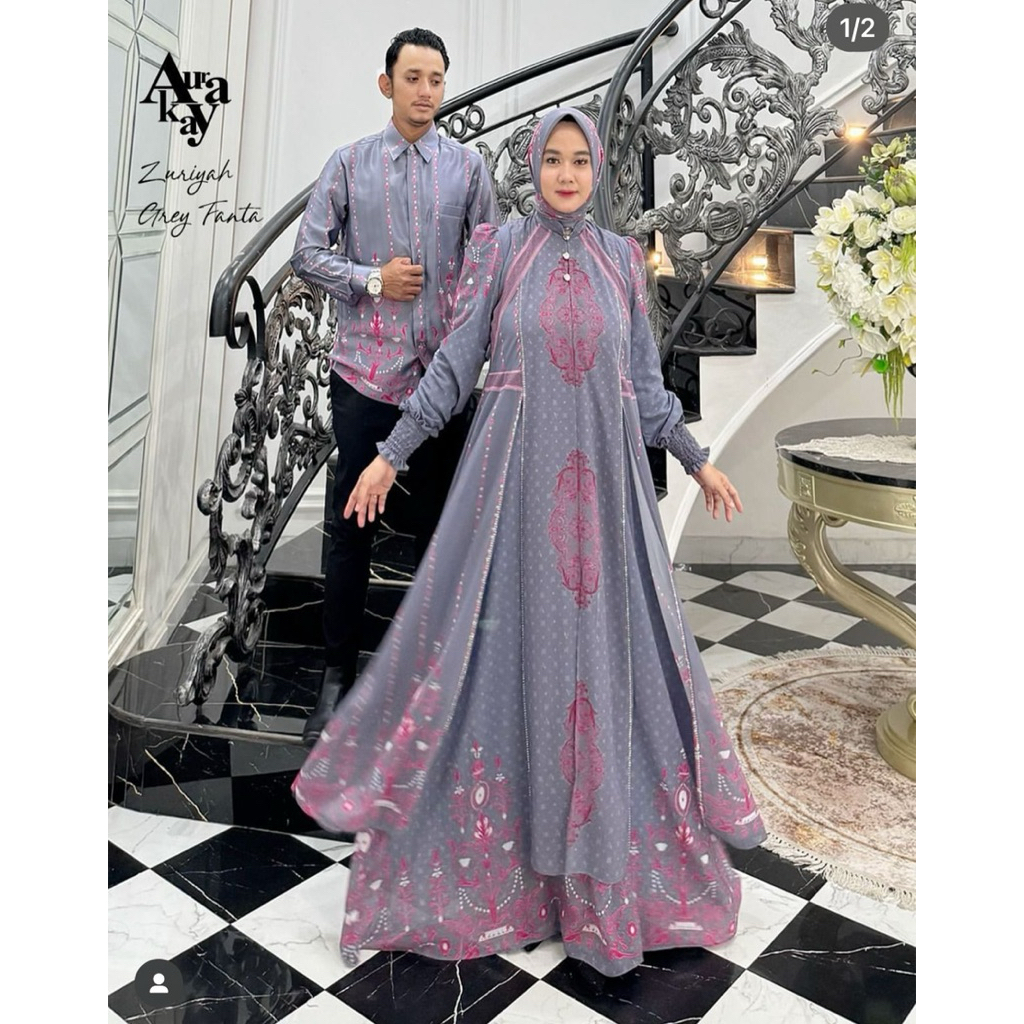 Gamis syari aurakay set kemeja koko set sepasang couple brand aurakay
