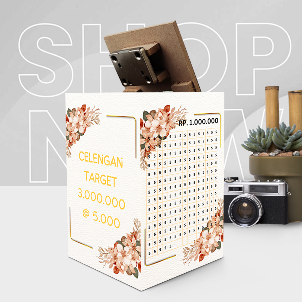 celengan target 5juta pecahan 5k Celengan Kotak Jumbo + Kunci Polos Ukuran 15x10cm / Celengan Viral 