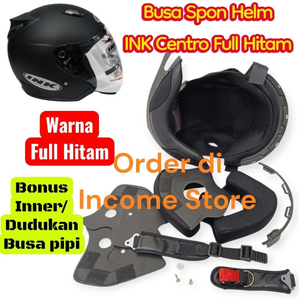 Busa Helm INK Centro Hitam polos Spon Daleman helm ink Centro +Tali helm