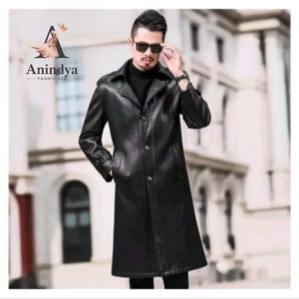 JUBAH PRIA / JUBAH PRIA MUSIM DINGIN / LONG COAT KULIT SINTETIS
