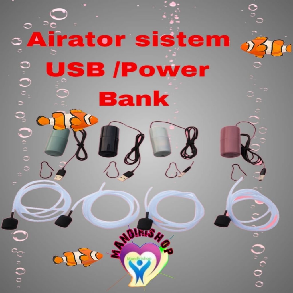 Mesin Airator/Gelembung Aquarium sistem USB/Power Bank