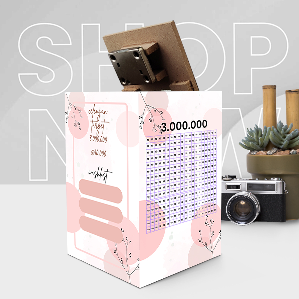 tabungan target 8 juta 10k celengan bahan kayu 10x15 kotak free 2 kunci