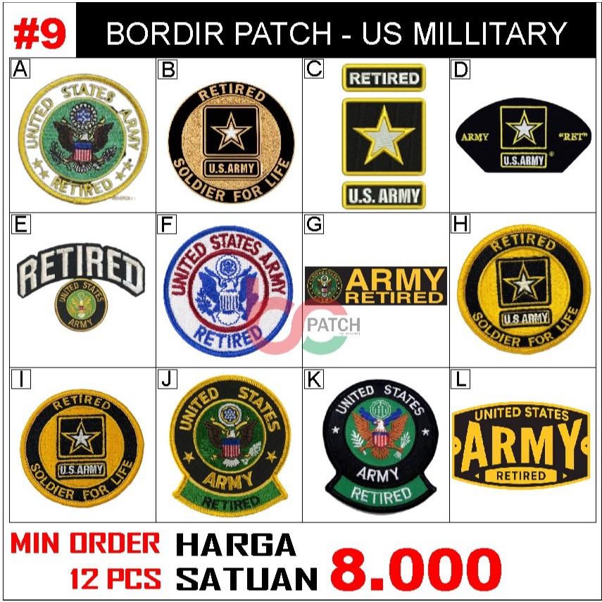 #9 PATCH BORDIR US ARMY MILLITARY INSIGNIA USAF NAVY RETIRED WW2 RANK VETERAN AIR/SPECIAL FORCE