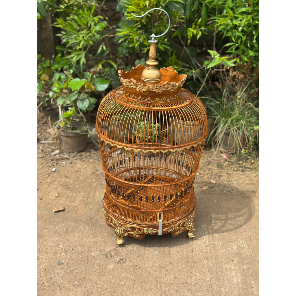 Sangkar Perkutut Jati Ukiran / Sangkar Jemur Kayu Jati