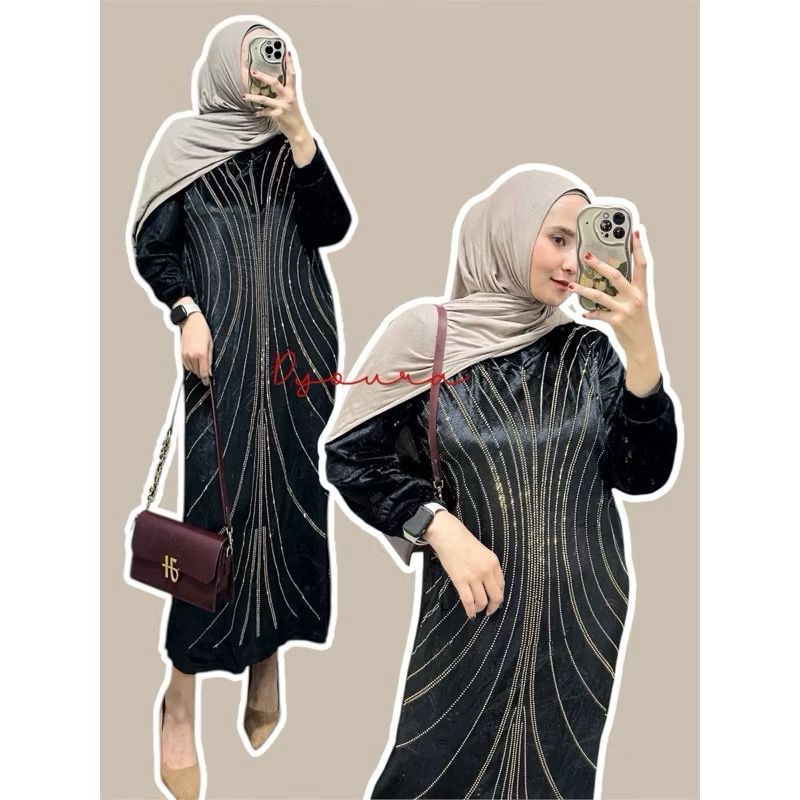 DRESS BLUDRU VELVET BLING LENGAN PANJANG VIRAL / DRESS VELVET JUMBO KEKINIAN / GAMIS VELVET OVERSIZE