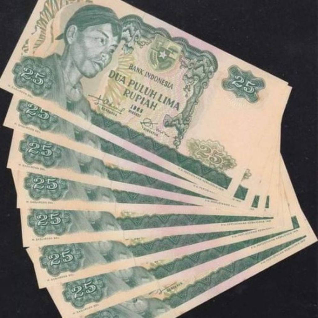 Uang Kuno 25 Rupiah Seri Sudirman UNC/GRESS