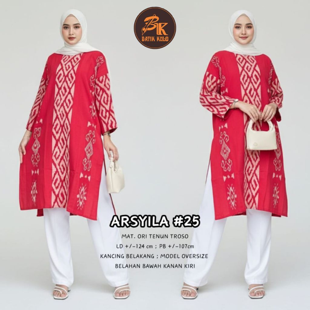 ARSYILA TUNIK TUNIK TENUN TROSO JUMBO OVERSIZE TUNIK TENUN TROSO KEKINIAN