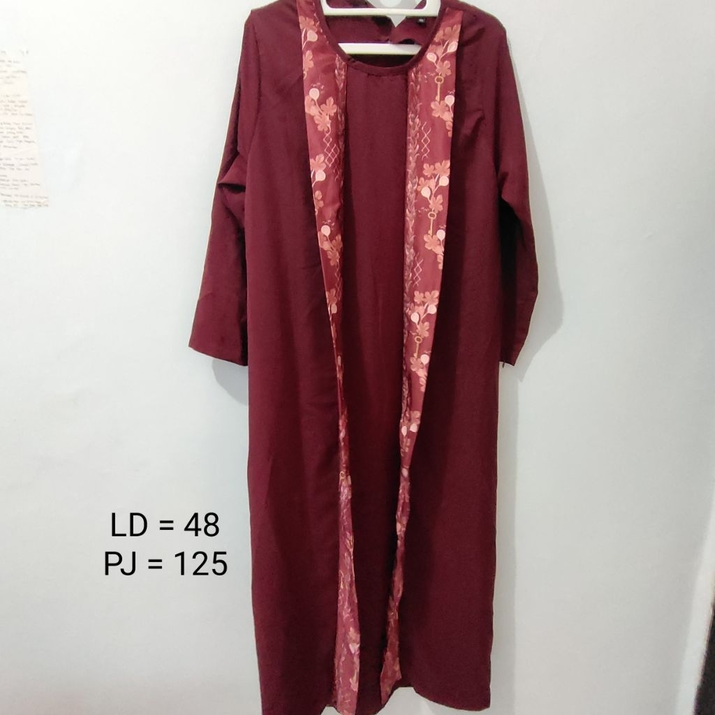 Gamis Minimslm Bayt Lydd warna Marun Gamis Motif Polos Minimslm
