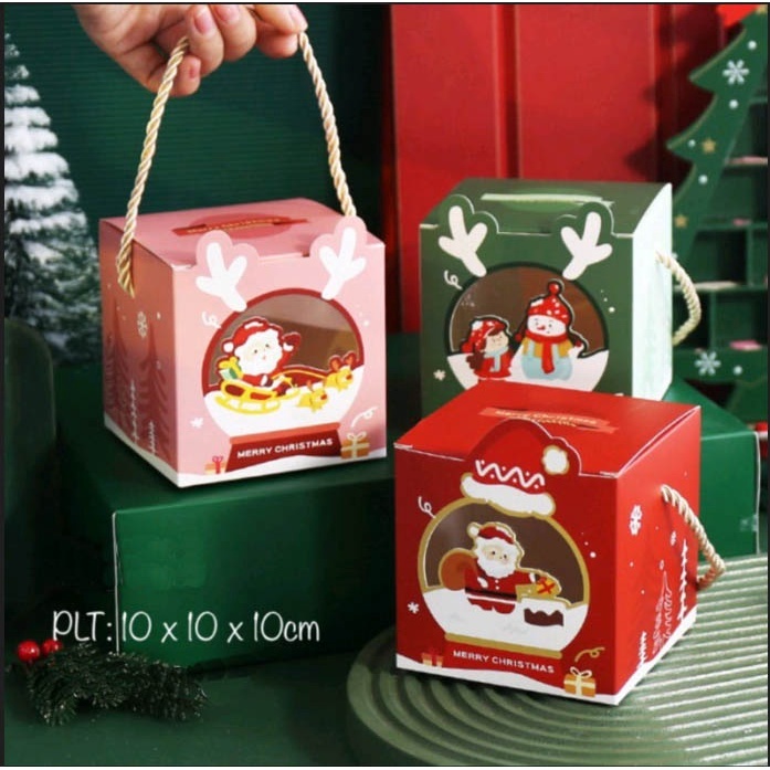 10 pcs Kotak Natal Dus Christmas Box 10x10x10 cm - Hampers Natal Lucu