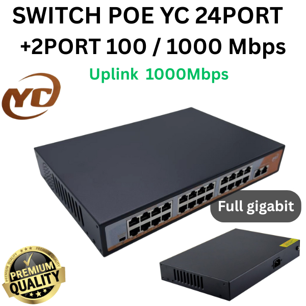 SWITCH POE 24 Port  POE SWITCH 24port +2PORTS 100Mbps/1000Mbps  / SWITCH HUB POE 2Uplink