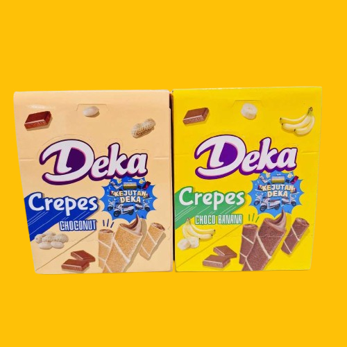 [ BERKAH ] Deka Crepes Dua Kelinci Box isi 12 x 10gr Choconut Chocobanana Snack Cemilan Anak Murah
