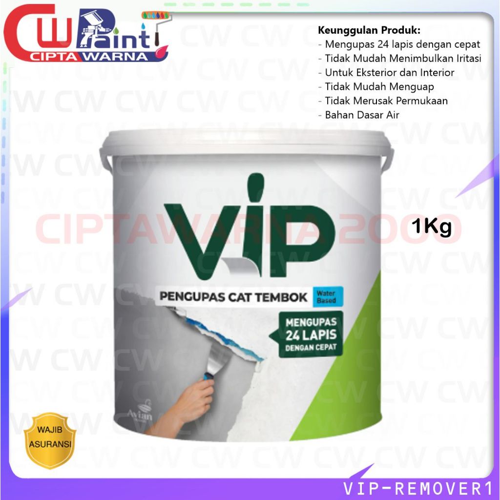 PENGELUPAS CAT TEMBOK WATERBASED VIP AVIAN 1 KG / PERONTOK CAT TEMBOK - CWK