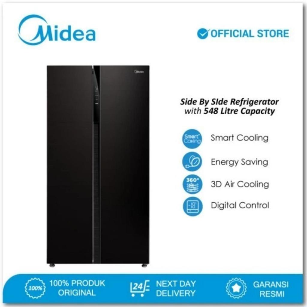 MIDEA KULKAS Side By Side Midea MDRS710FGF28ID ( Black )