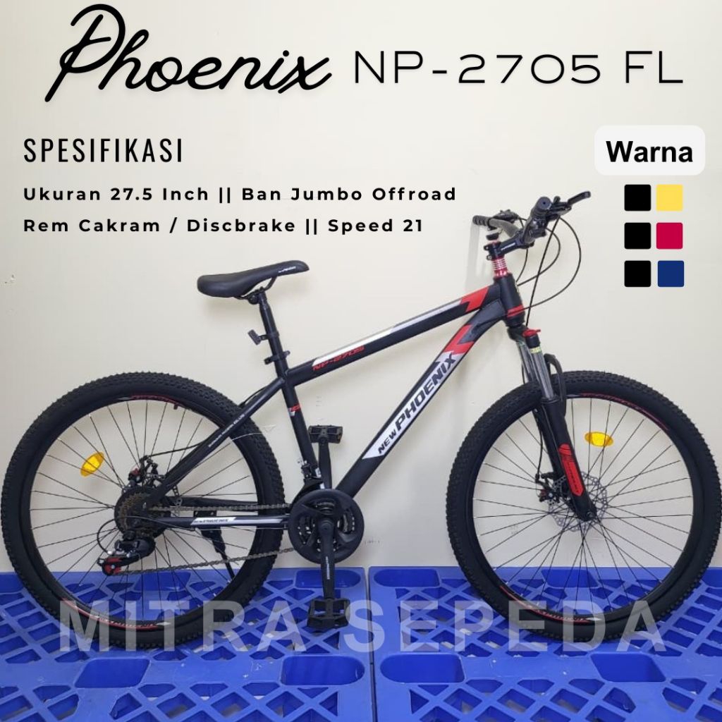 Sepeda Gunung MTB New Phoenix FL Fork Lock 27,5 Inch Rem Cakram Dewasa