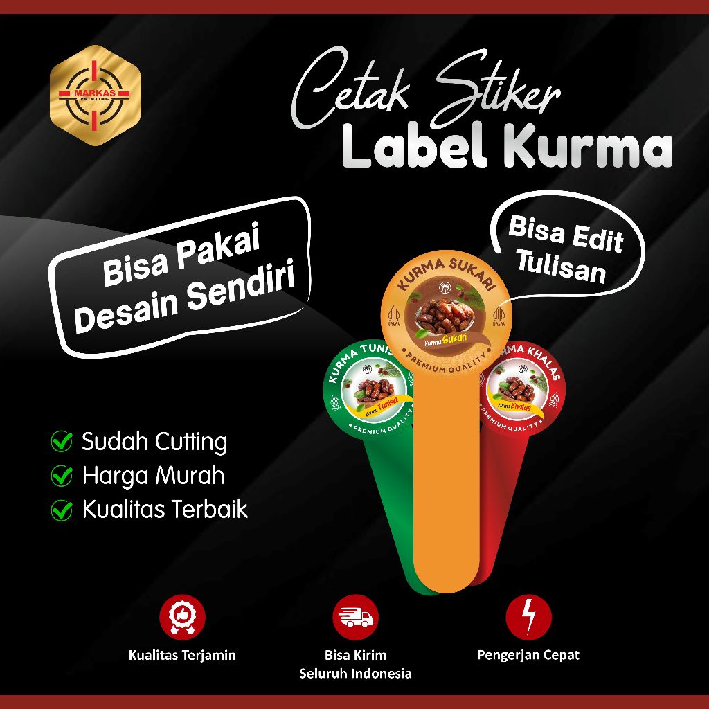 Print Stiker Untuk Label Kurma | Sticker Segel Label Kurma Desain Terbaru