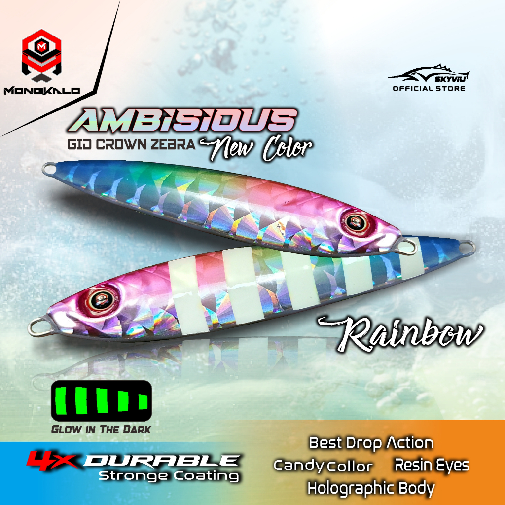 Mongkalo Ambisious Kipas GID-Zebra noMotif Fluorescent 20 Rainbow