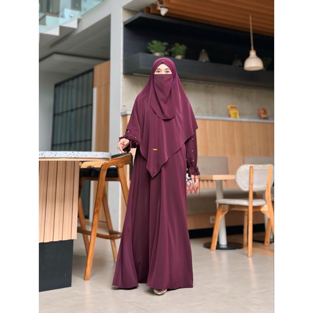 Maryam Abaya Set Khimar Bandana Free Cadar