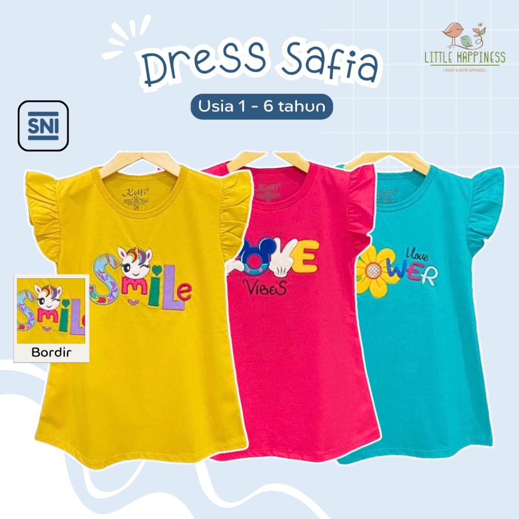 DRESS MOTIF ANAK USIA 2 - 6 TAHUN "RUFFLE BORDIR" / DRESS DASTER ANAK PEREMPUAN KELFI
