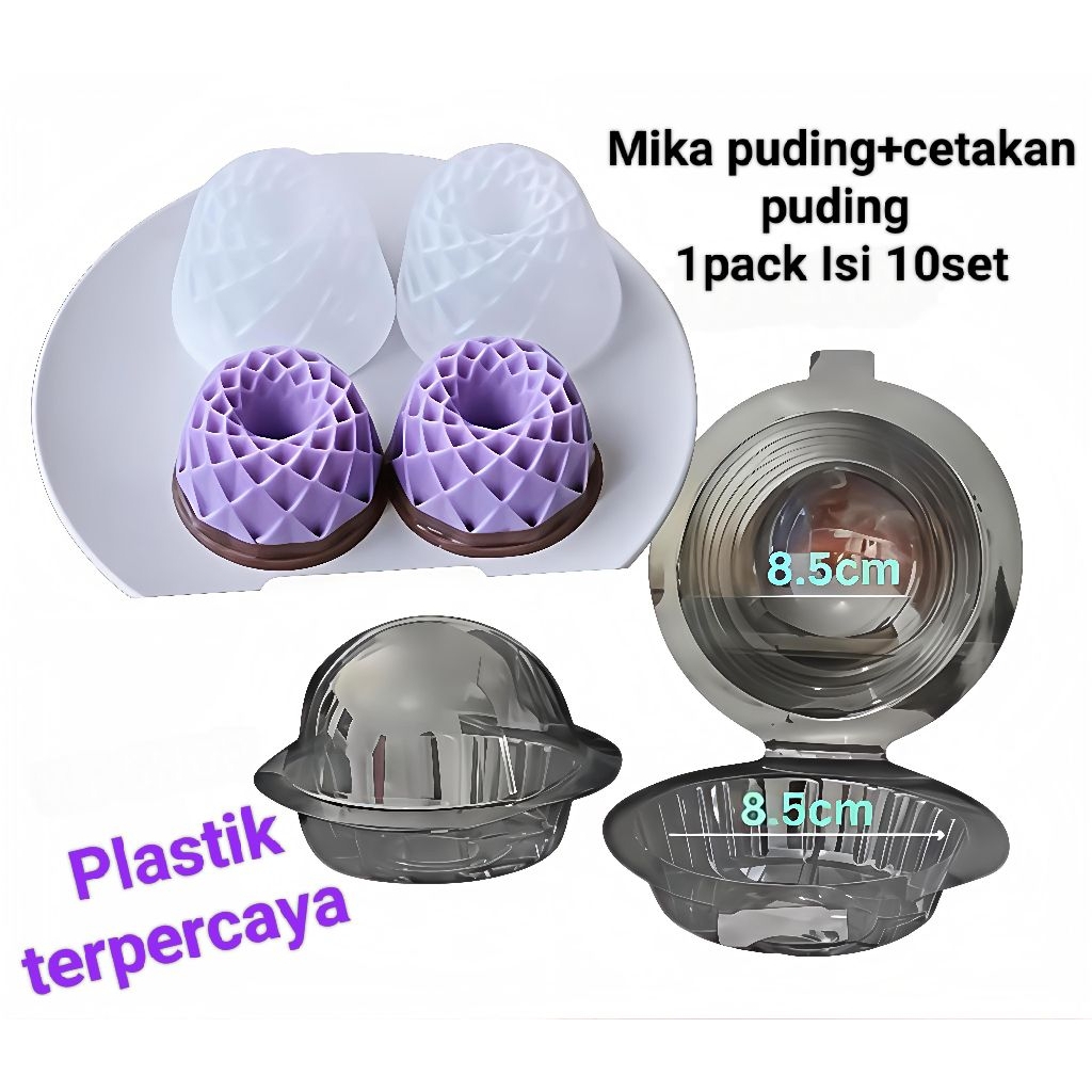 Mika Pudding+ Cetakan pudding Isi 10set Setengah Bulat Mini