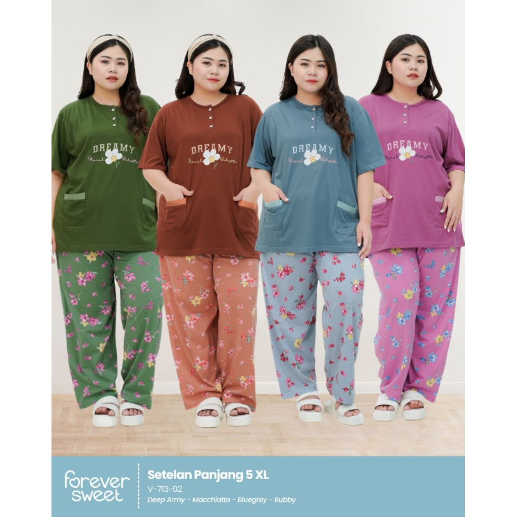 FOREVER SWEET SETELAN BAJU TIDUR CELANA PANJANG CP 5L