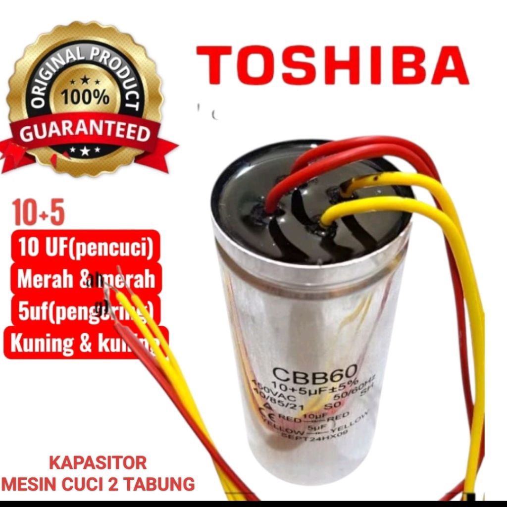 Kapasitor Mesin Cuci TOSHIBA 2 Tabung Original