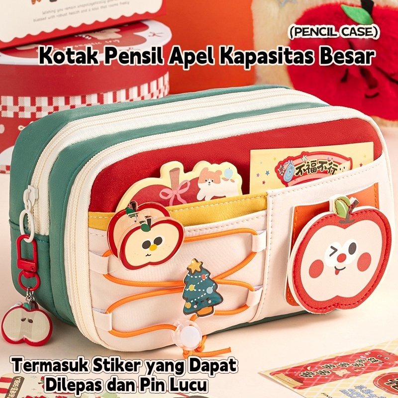 kotak pensil velcro unik dan lucu/tempat pensil aesthetic korea style remaja/kotak pensil besar/kota