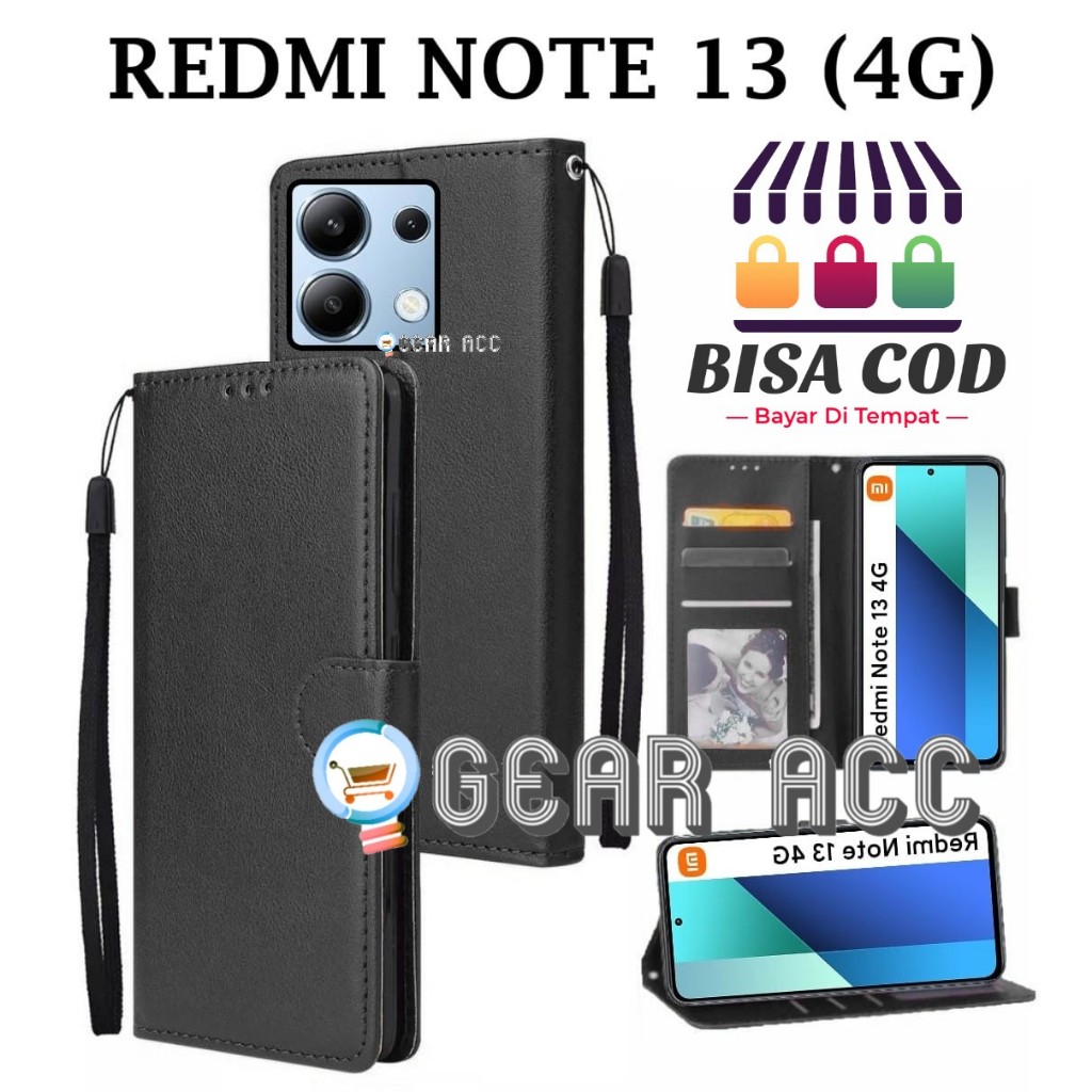 REDMI NOTE 13 (4G) FLIP LEATHER CASE PREMIUM - FLIP WALLET CASE KULIT UNTUK REDMI NOTE 13 (4G) - CAS