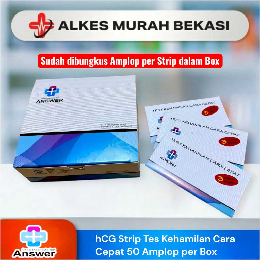 ANSWER hCG Strip Tes Kehamilan 50strip dalam amplop /box