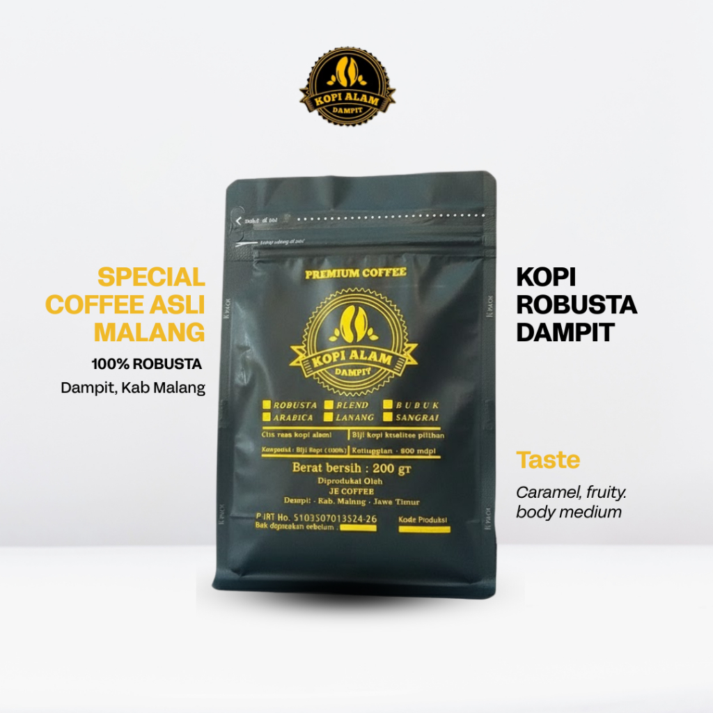 Kopi Bubuk Lanang Dampit 200gr Premium Coffee Robusta Asli Malang Kopi Alam Dampit