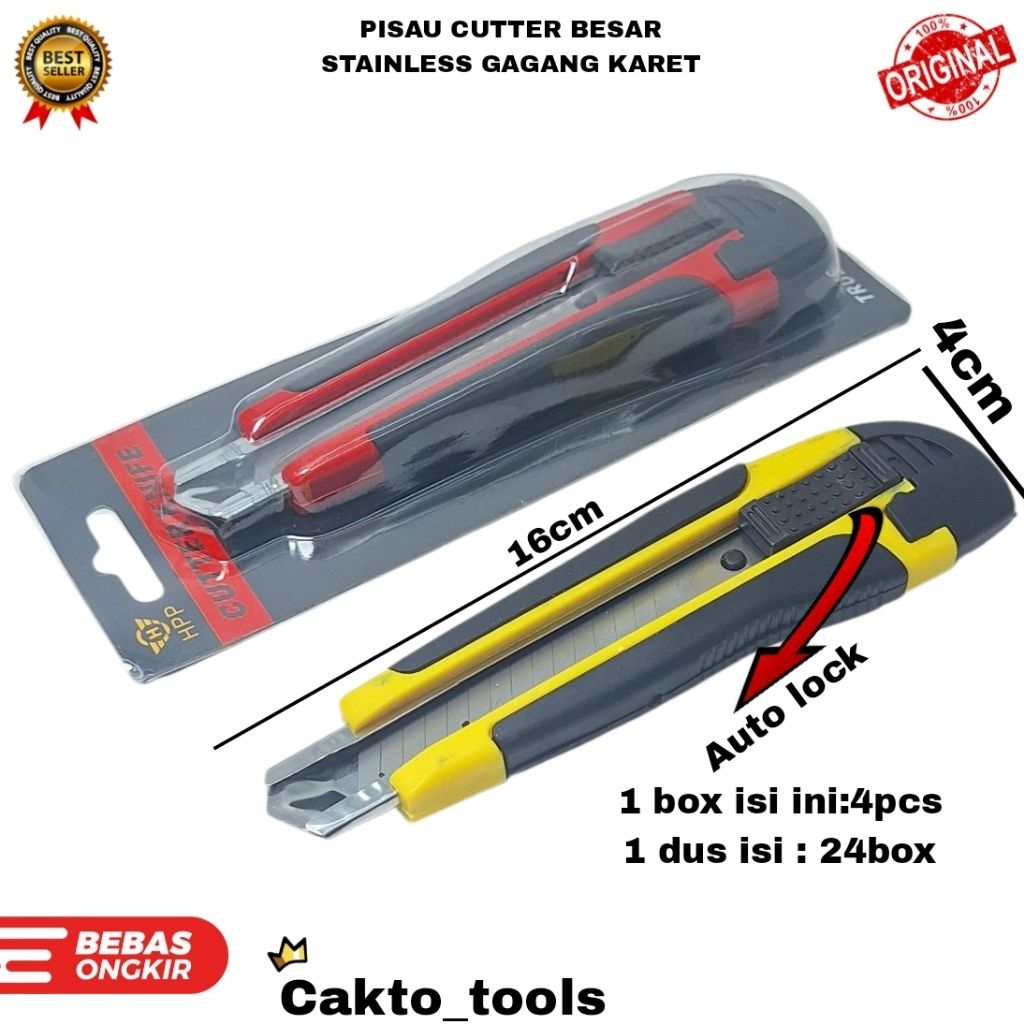 PISAU CUTTER BESAR STAINLESS GAGANG KARET / PISAU CUTTER BESAR