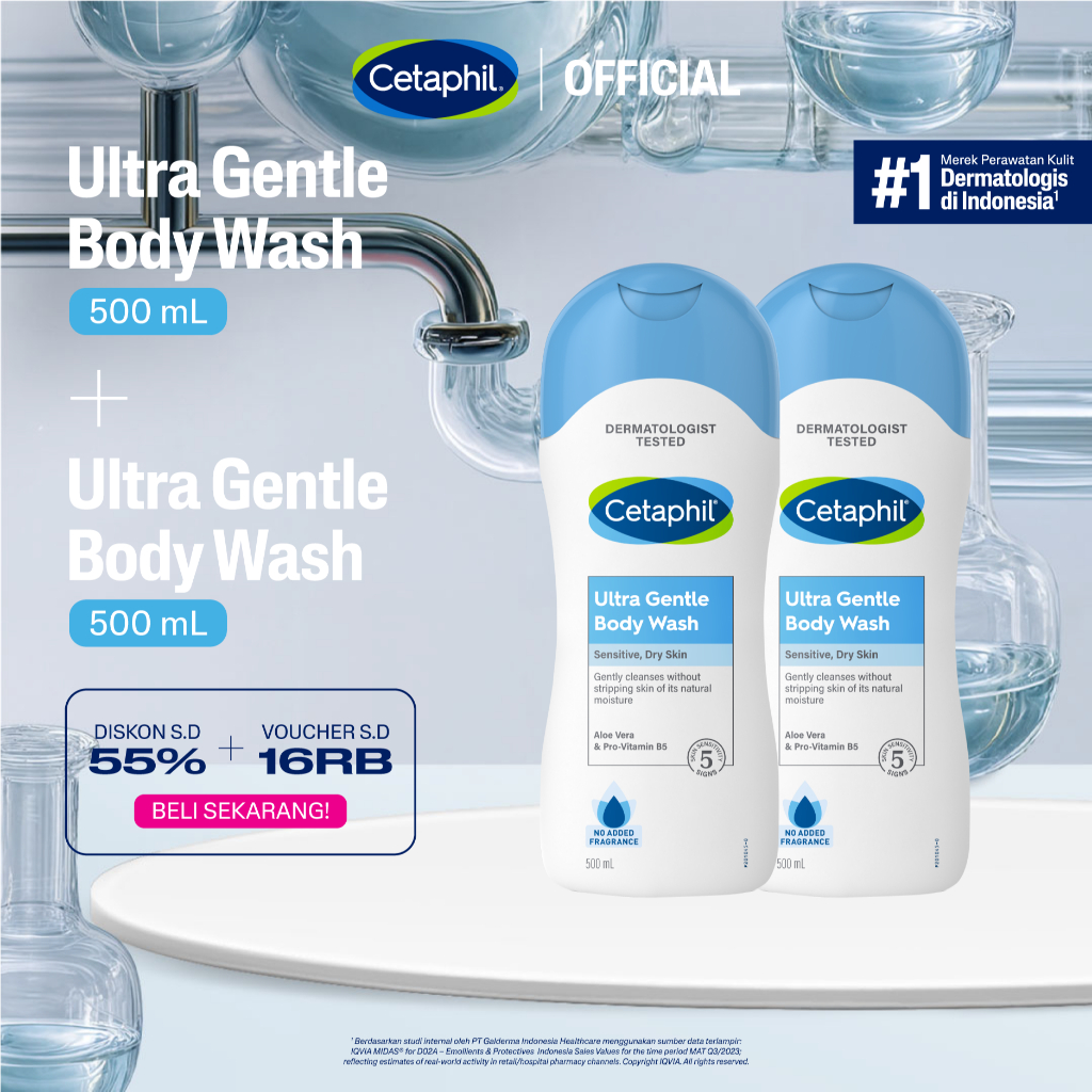 Cetaphil Ultra Gentle Body Wash 500ml Twin Pack