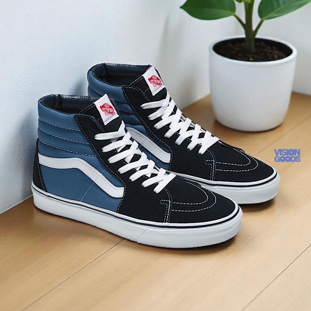Sepatu Pria Wanita Vans Sk8 High Navy Classic