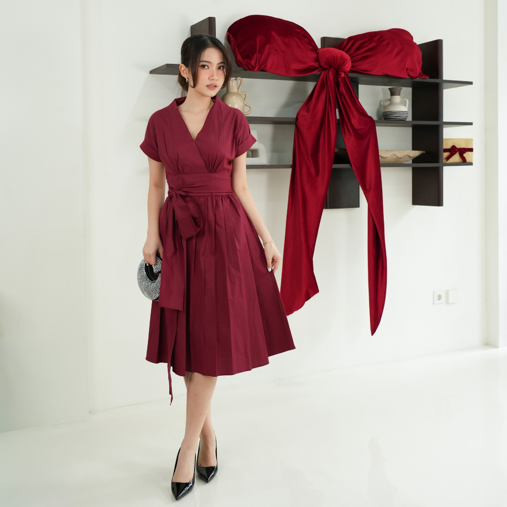 Maroo - Rei Kimono Dress / Dress Kimono / Dress Kondangan / Dress Korea / Dress Natal / Dress Korea 