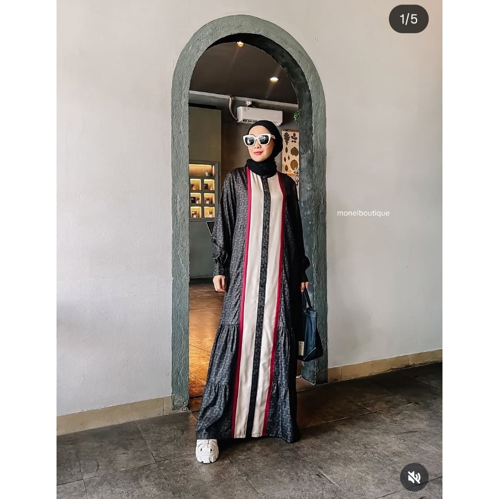 Zyra Maxi Dress Turkish Premium Pattern Signature Gamis Adem Nyaman by Monel Boutique