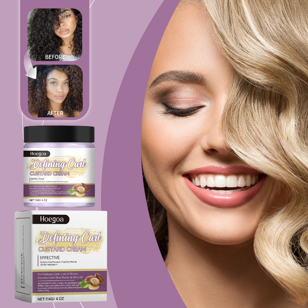 Hoegoa Defining Curl Custard Cream 114g Gel Rambut Keriting Curl Cream Rambut Keriting Krim Pengerit