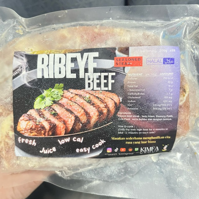 Ribeye Beef Steak 200gr | Seasoned Steak | FROZEN FOOD