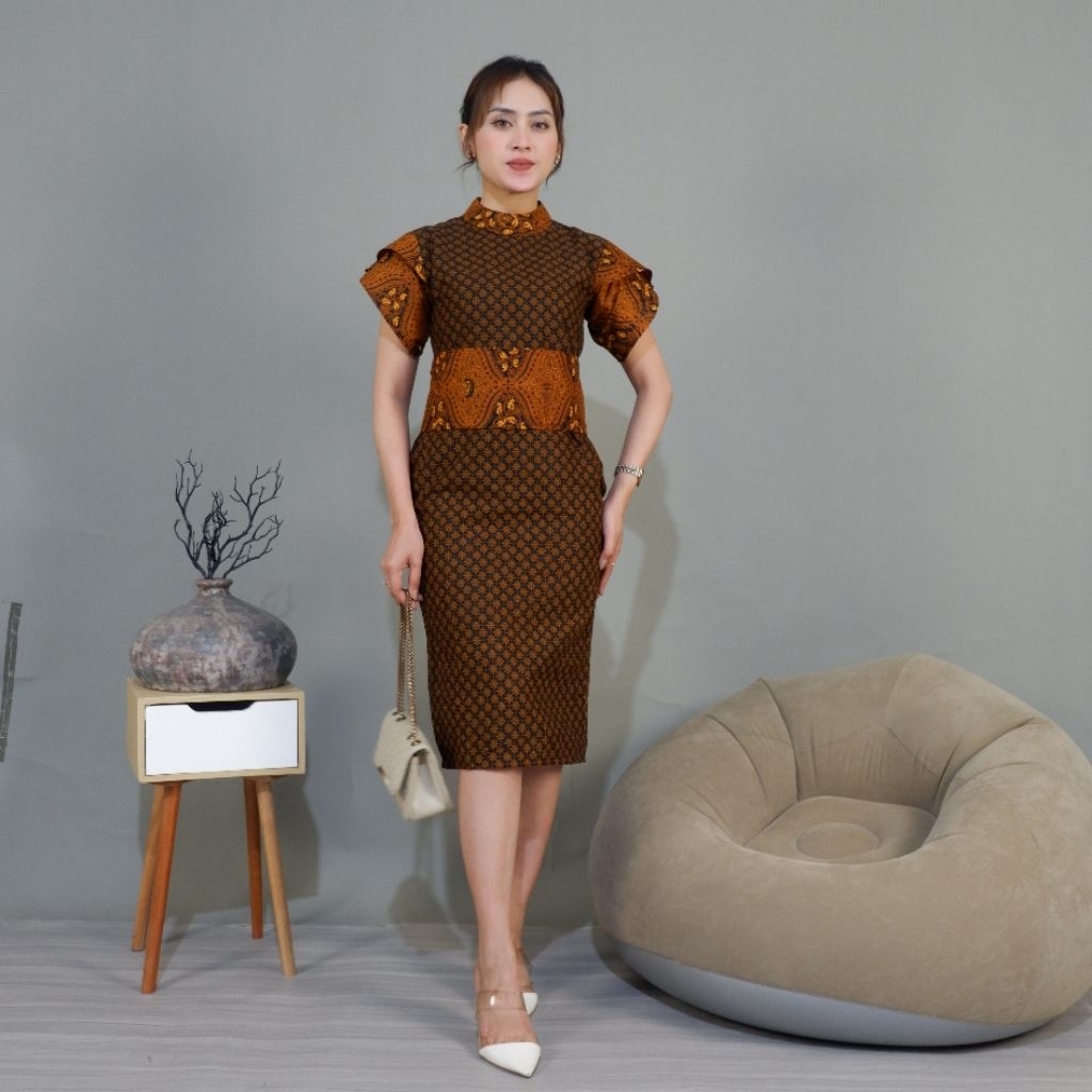 Batik Solo Trendy - Dress Batik Moana Dengan Bahan Katun Premium Dan Sudah Lapis Furing