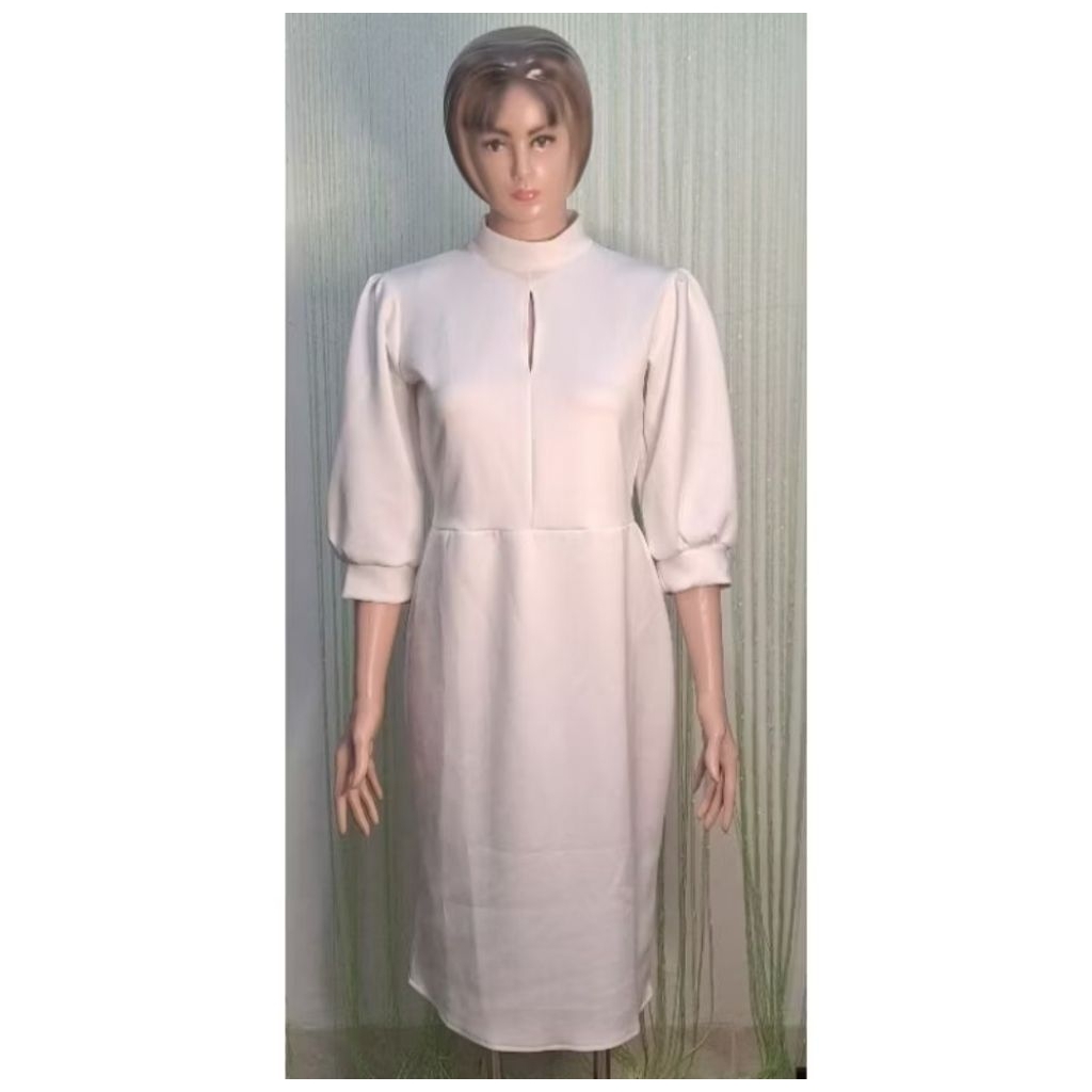 dress scuba putih polos