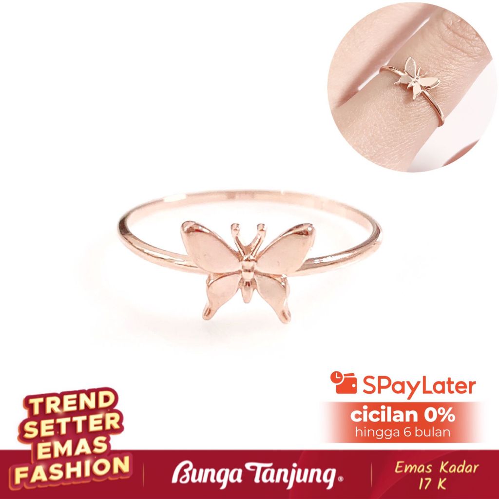 CINCIN KUPU KUPU RINGAN - EMAS 17K - BUNGA TANJUNG GOLD