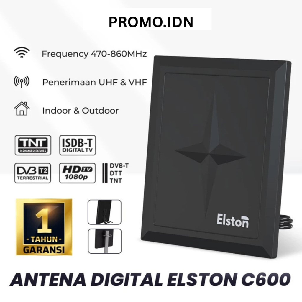 [100% ORIGINAL] ANTENA TV DIGITAL ELSTON C600 DVB-T2 ANTENA LUAR / ANTENA DALAM / INDOOR OUTDOOR 4K